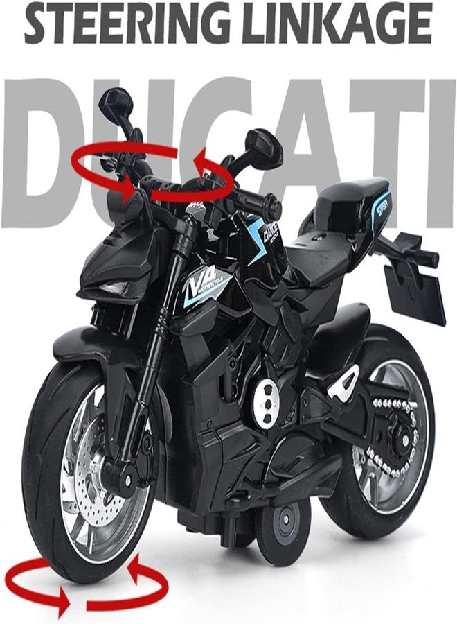 PLUSPOINT Diecast Motorcycle Toy Ducati Bike Scale Model,Pull Back Vehicles Alloy Simulation Superbike with Lights and Sound Also for Car Dashboard,Kids,Adult - Image 2